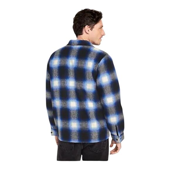 Old Navy Mens Cobalt Blue Plaid Shacket Shirt Jacket XXXL NWOT - Picture 2 of 8